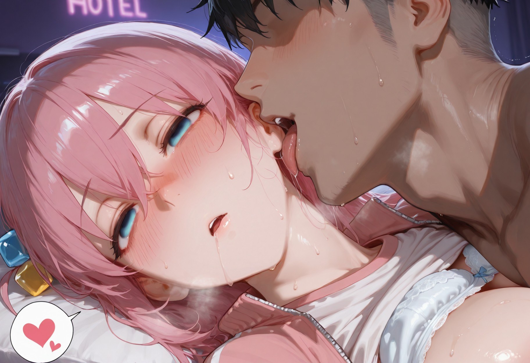 AI Generated Anime Girl - 孤独摇滚 后藤一里：蕾丝内衣床拍露点 574P
