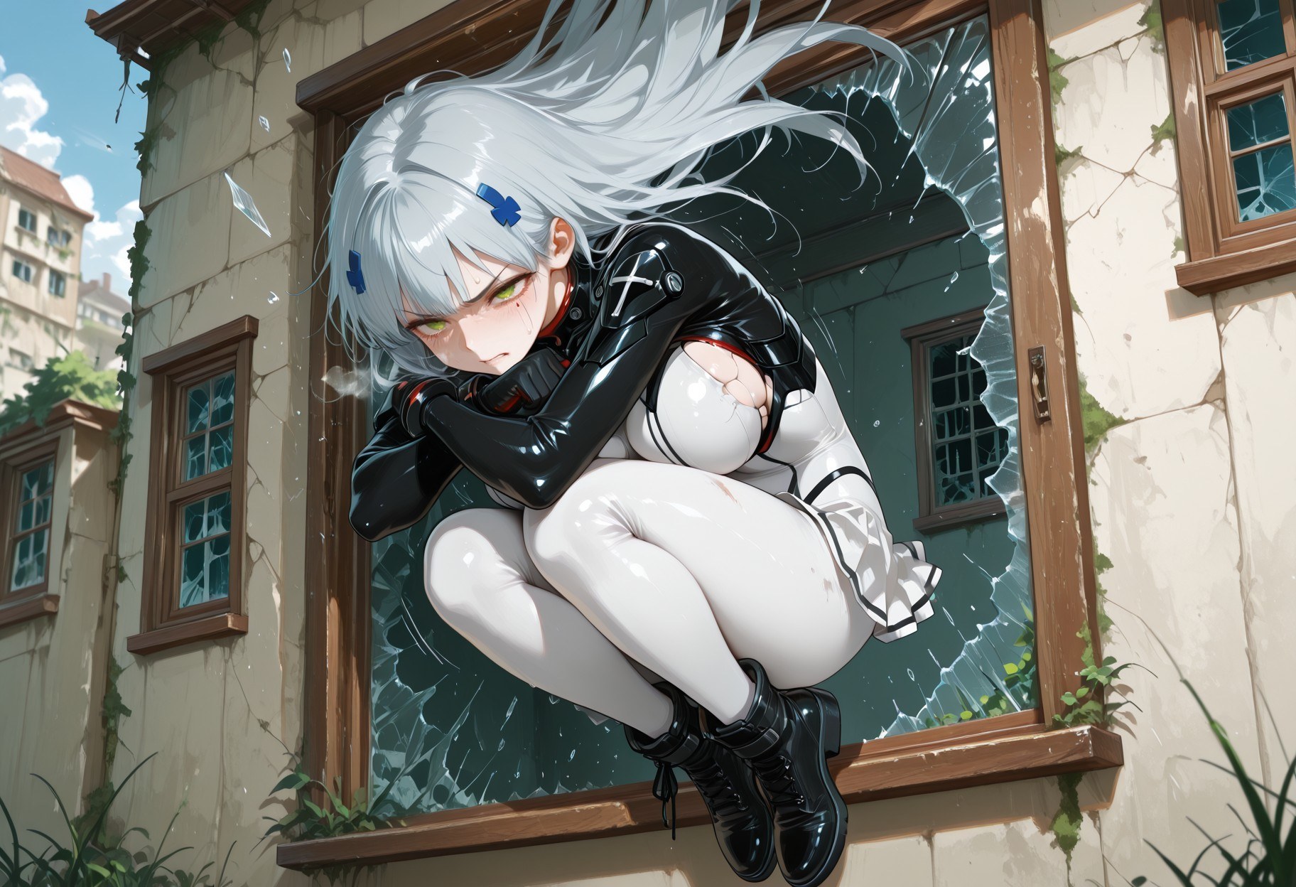 สาวอนิเมะที่สร้างด้วย AI - 少女前线 HK416：ชุดรัดรูปเปียกชื้น露穴 291P