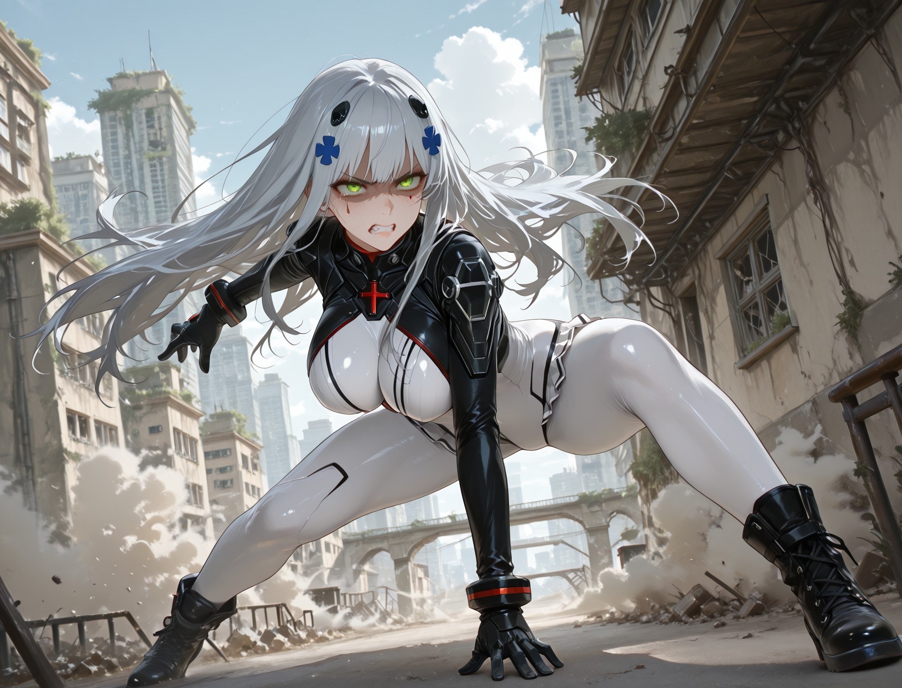สาวอนิเมะที่สร้างด้วย AI - 少女前线 HK416：ชุดรัดรูปเปียกชื้น露穴 291P