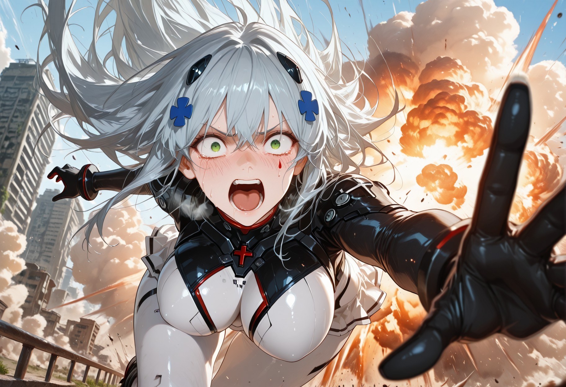 สาวอนิเมะที่สร้างด้วย AI - 少女前线 HK416：ชุดรัดรูปเปียกชื้น露穴 291P