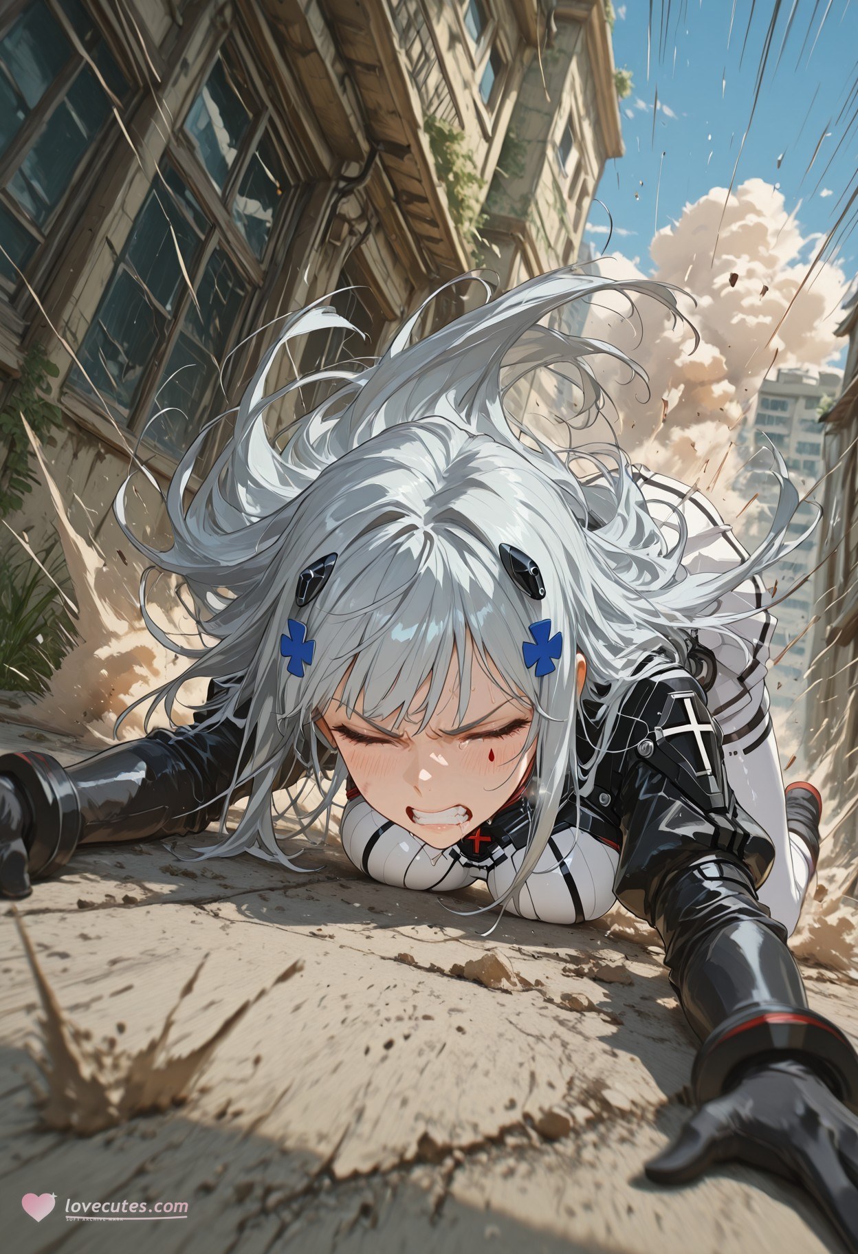 สาวอนิเมะที่สร้างด้วย AI - 少女前线 HK416：ชุดรัดรูปเปียกชื้น露穴 291P