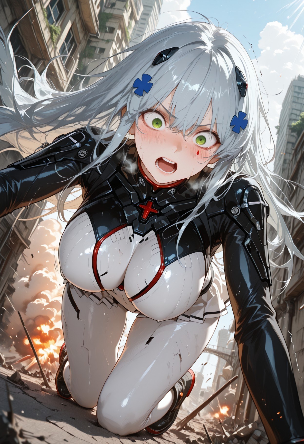 สาวอนิเมะที่สร้างด้วย AI - 少女前线 HK416：ชุดรัดรูปเปียกชื้น露穴 291P