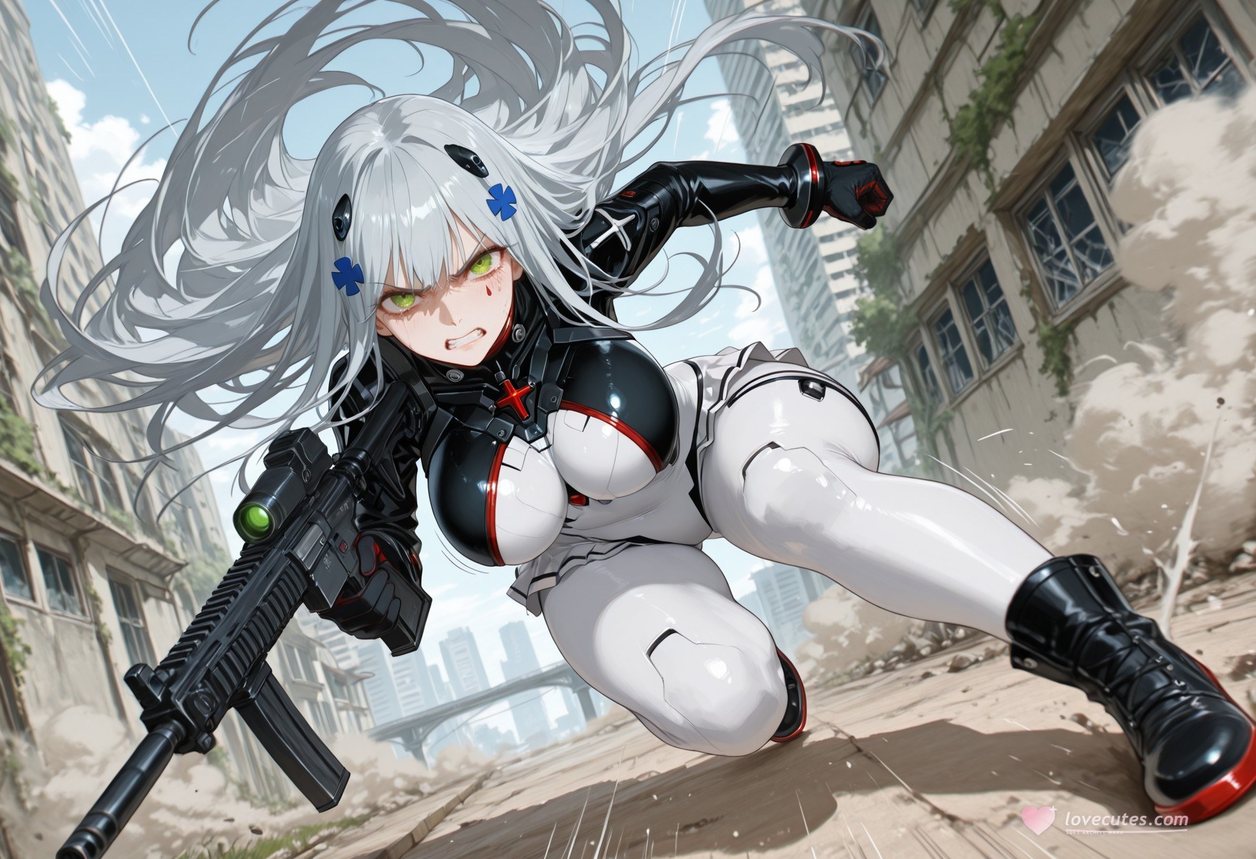 AI生成アニメ少女 - 少女前線 HK416：タイトな衣装・濡れ・露出 291P