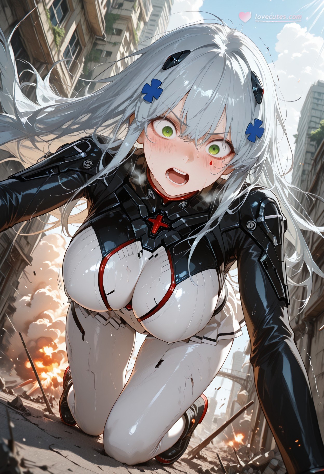 AI Generated Anime Girl - 소녀전선 HK416：타이트한 의상 젖은 상태 노출 291P