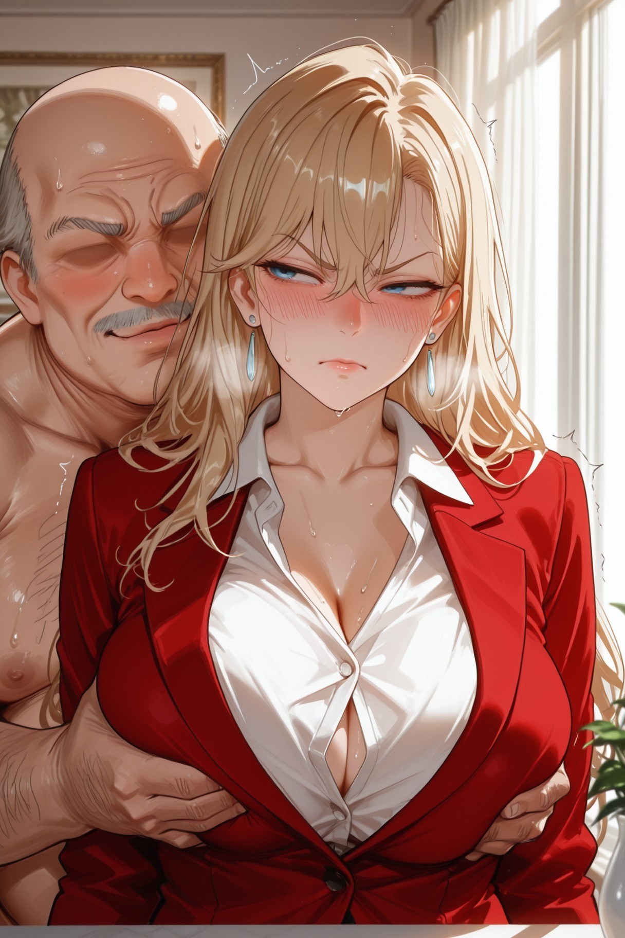 AI Generated Anime Girl - 소녀기사 이야기 구라시키 레이카: 검은 스타킹 레이스 속옷 백호 450P