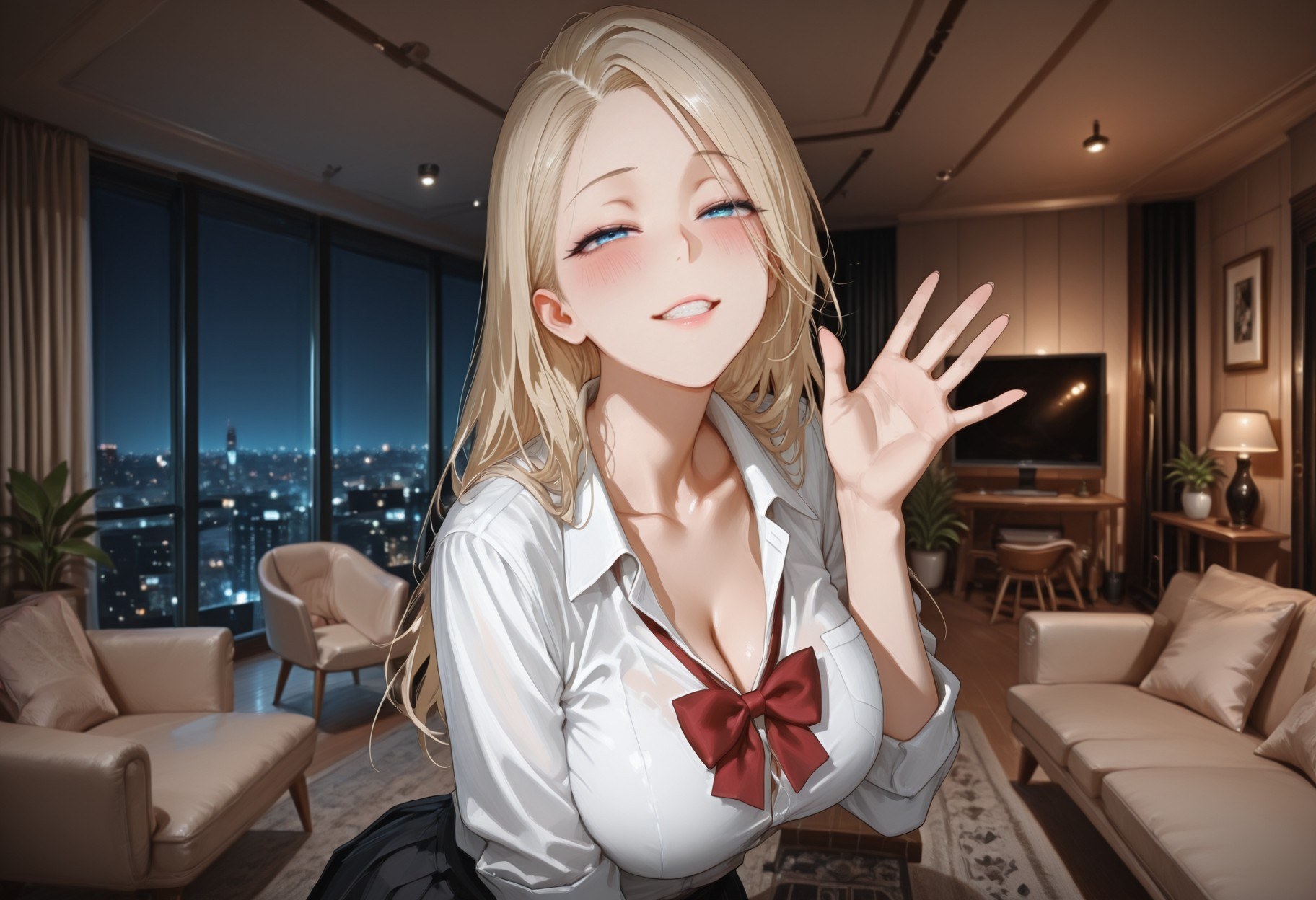 AI Generated Anime Girl - 少女骑士物语 仓敷丽华：黑丝蕾丝内衣白虎 450P