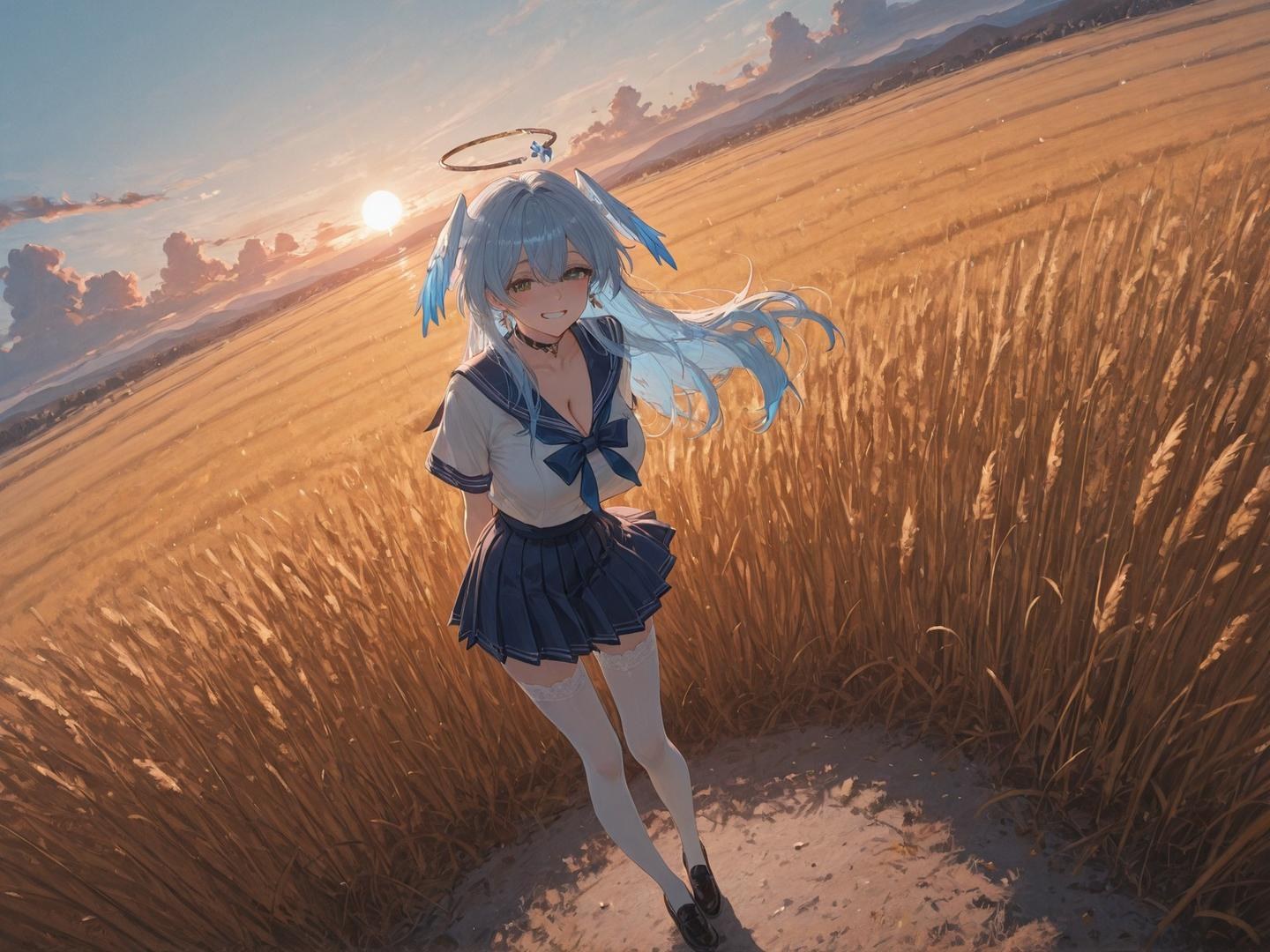 AI Generated Anime Girl - 崩坏：星穹铁道 知更鸟：ชุดนักเรียนเปียกโชว์ช่องคลอด 186P
