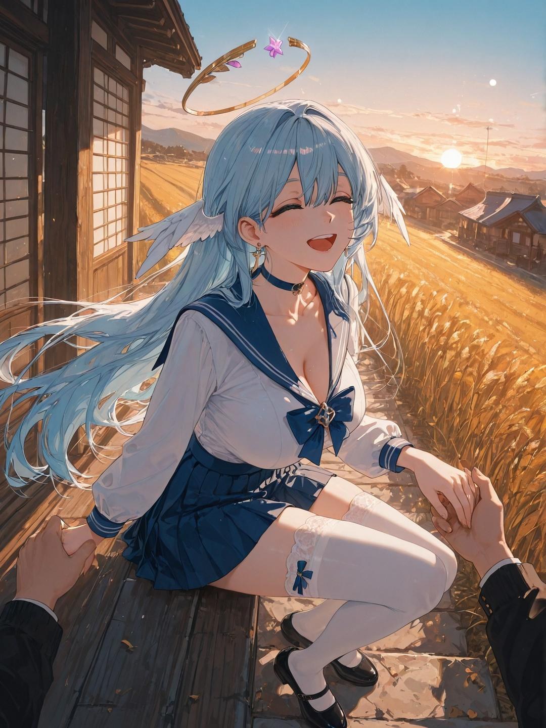 AI Generated Anime Girl - 崩坏：星穹铁道 知更鸟：ชุดนักเรียนเปียกโชว์ช่องคลอด 186P