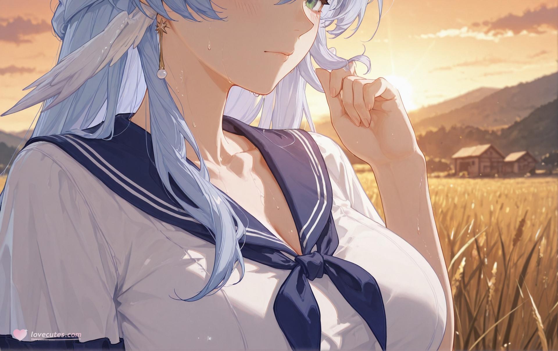 AI Generated Anime Girl - 崩坏：星穹铁道 知更鸟：ชุดนักเรียนเปียกโชว์ช่องคลอด 186P
