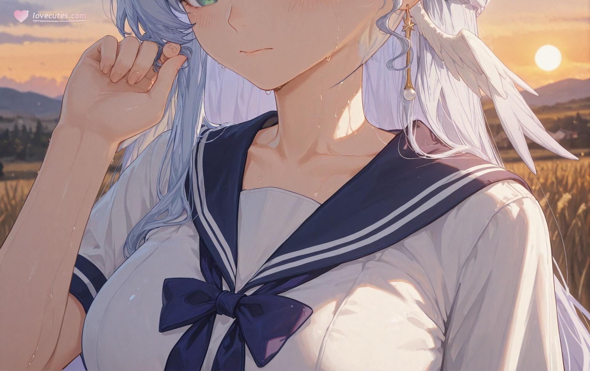AI 生成動漫女孩 - 崩壞：星穹鐵道 知更鳥：學生裝濕身露穴 186P