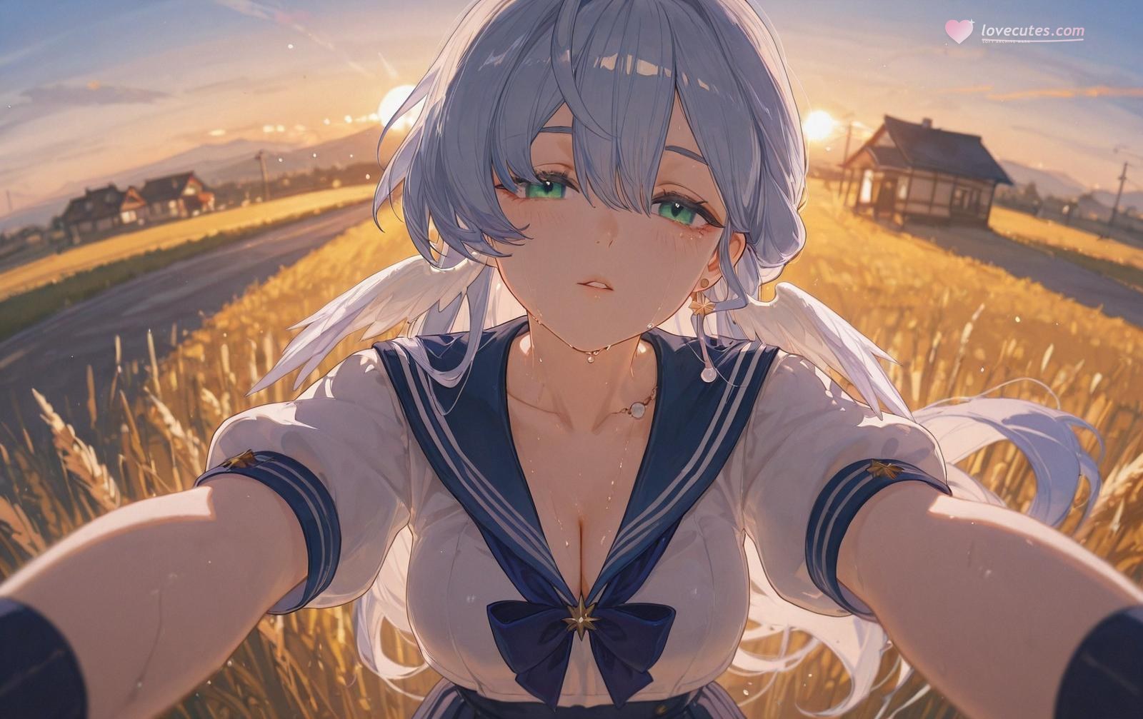 AI 生成動漫女孩 - 崩壞：星穹鐵道 知更鳥：學生裝濕身露穴 186P