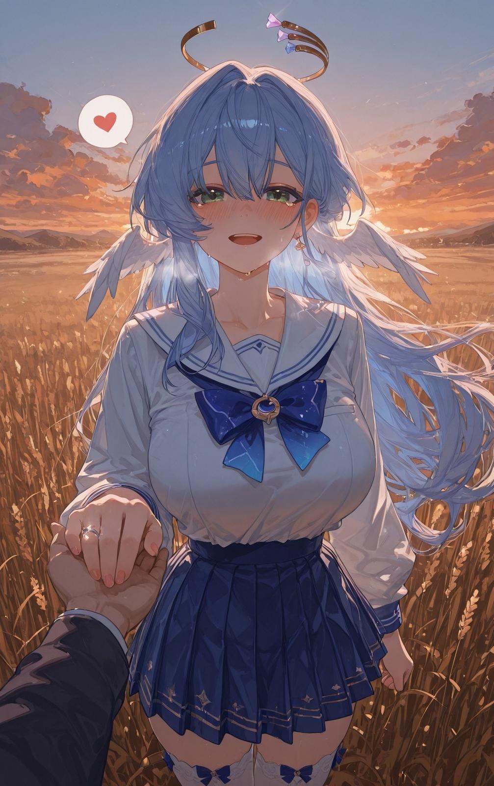 AI 生成動漫女孩 - 崩壞：星穹鐵道 知更鳥：學生裝濕身露穴 186P