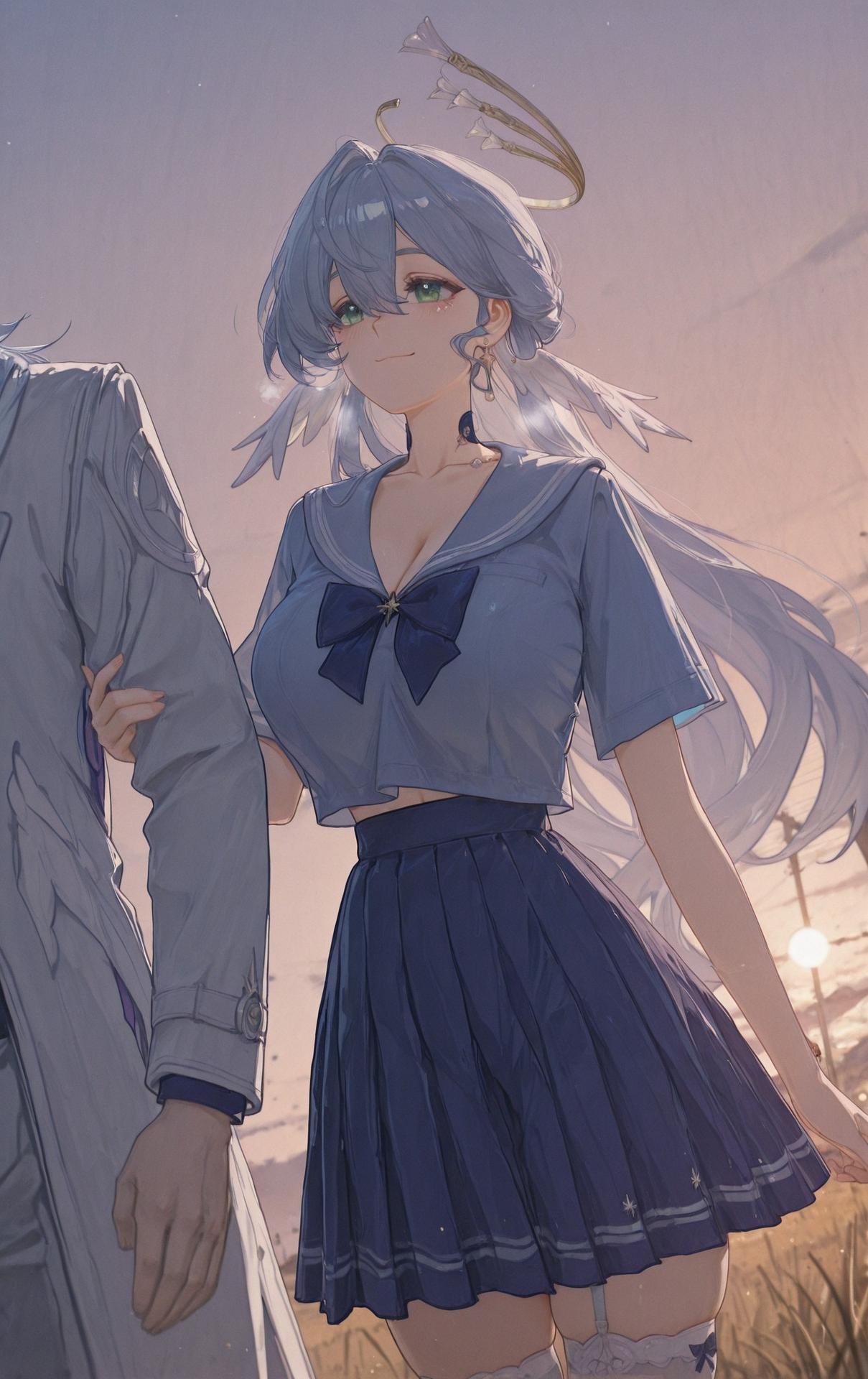 AI Generated Anime Girl - 崩坏：星穹铁道 知更鸟：学生装湿身露穴 186P