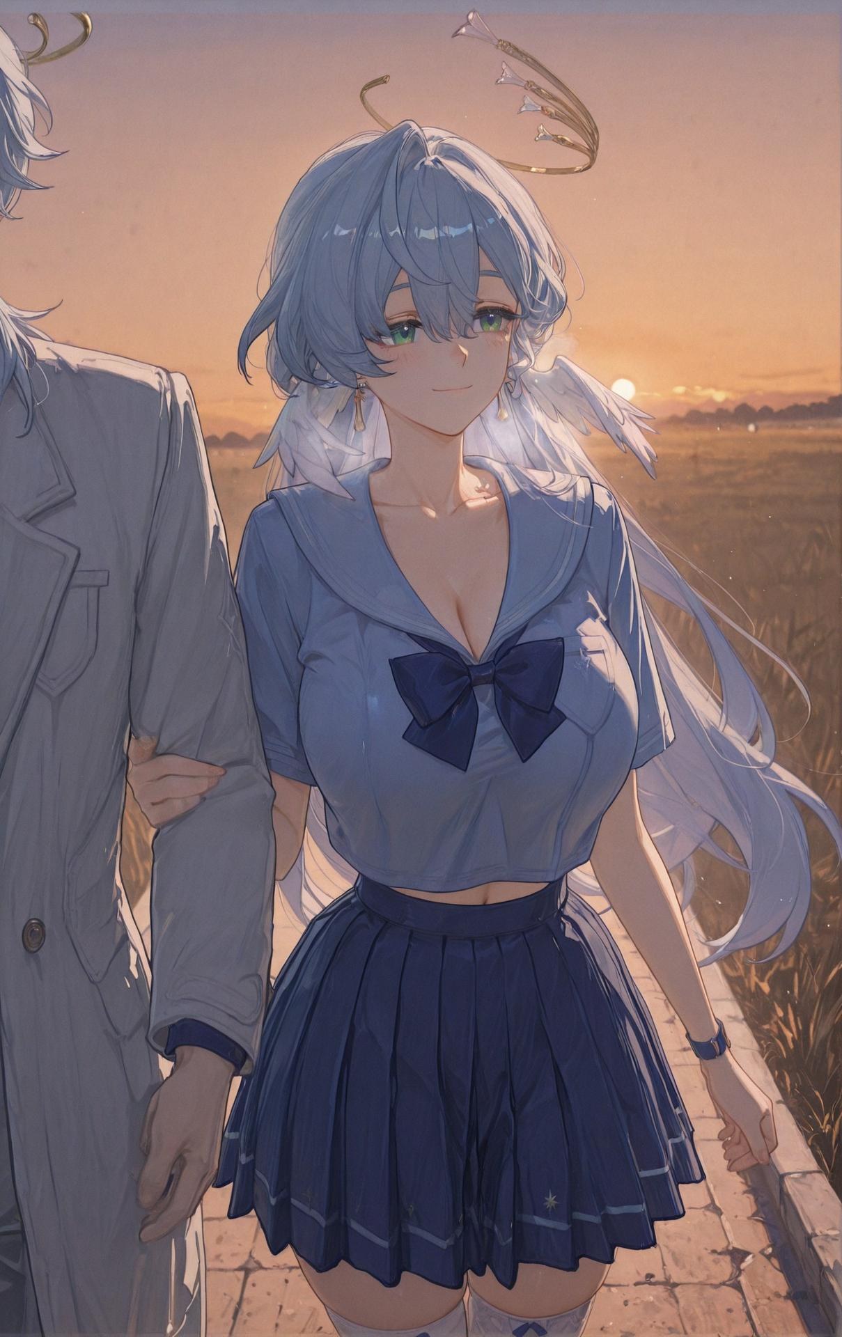 AI Generated Anime Girl - 崩坏：星穹铁道 知更鸟：学生装湿身露穴 186P