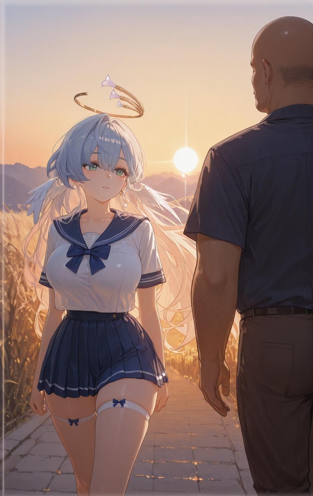 AI Generated Anime Girl - 崩坏：星穹铁道 知更鸟：学生装湿身露穴 186P