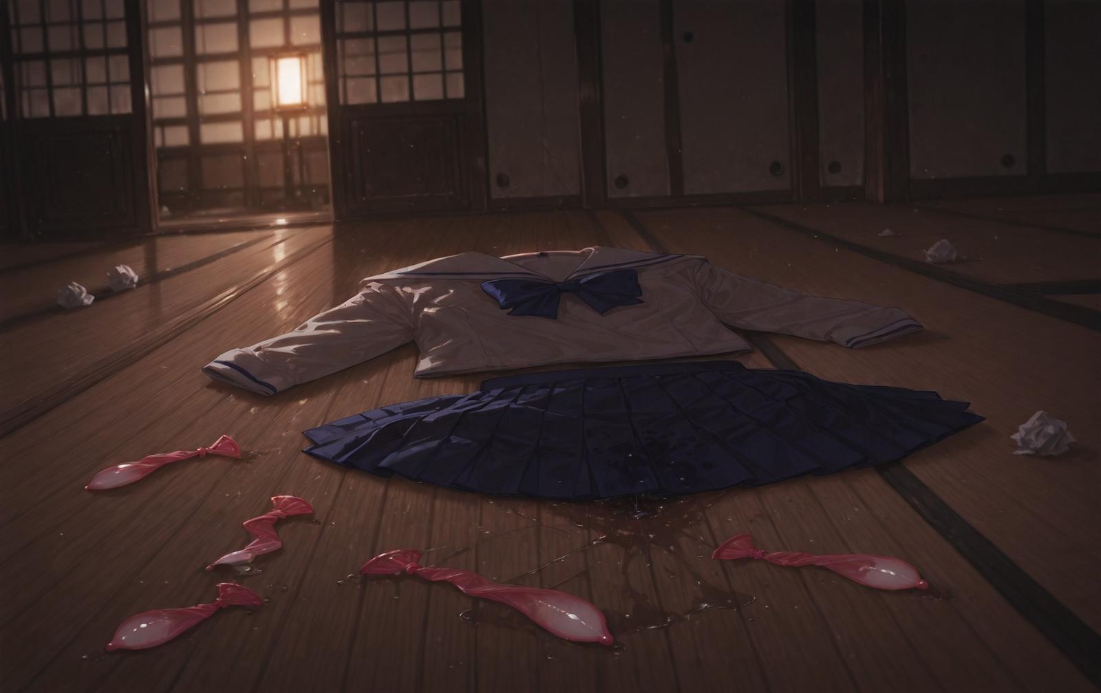 AI Generated Anime Girl - 崩坏：星穹铁道 知更鸟：学生装湿身露穴 186P