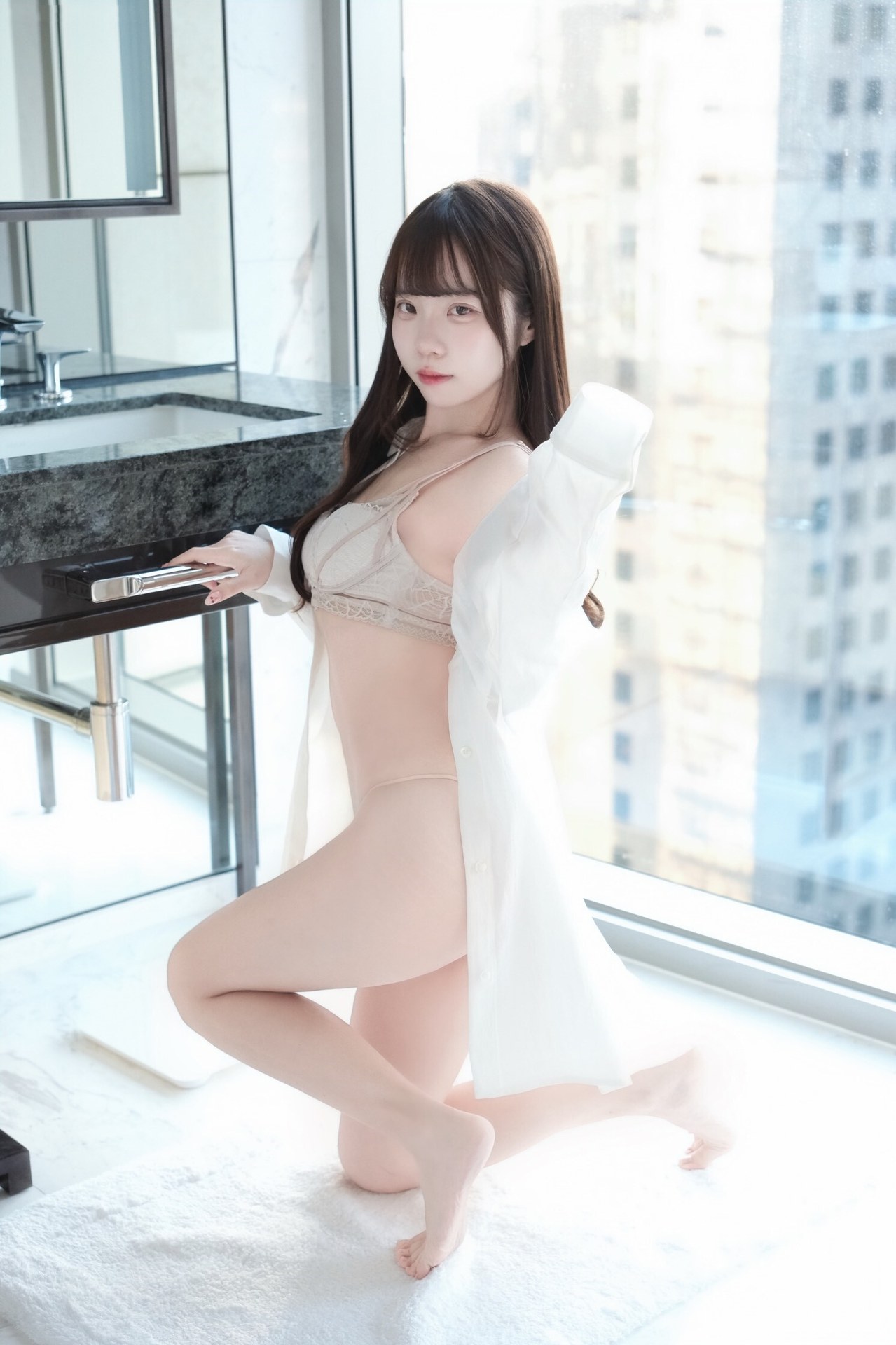 [Private Room] Keke Xiaobaitu - The Secret of the Innocent Neighbor Girl: Window-Side Home-Style Photoshoot 63P