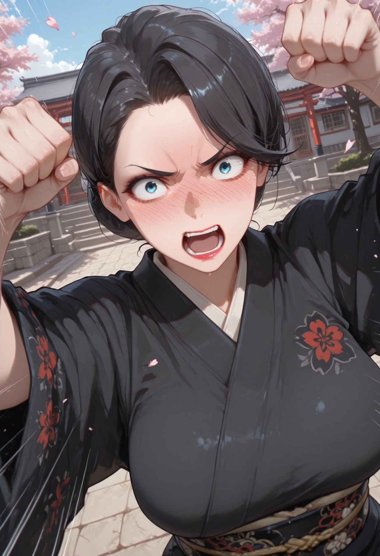 AI Generated Anime Girl - 我的青春恋爱物语果然有问题 雪之下母：黑丝蕾丝内衣紧身衣学生装湿身露穴 352P