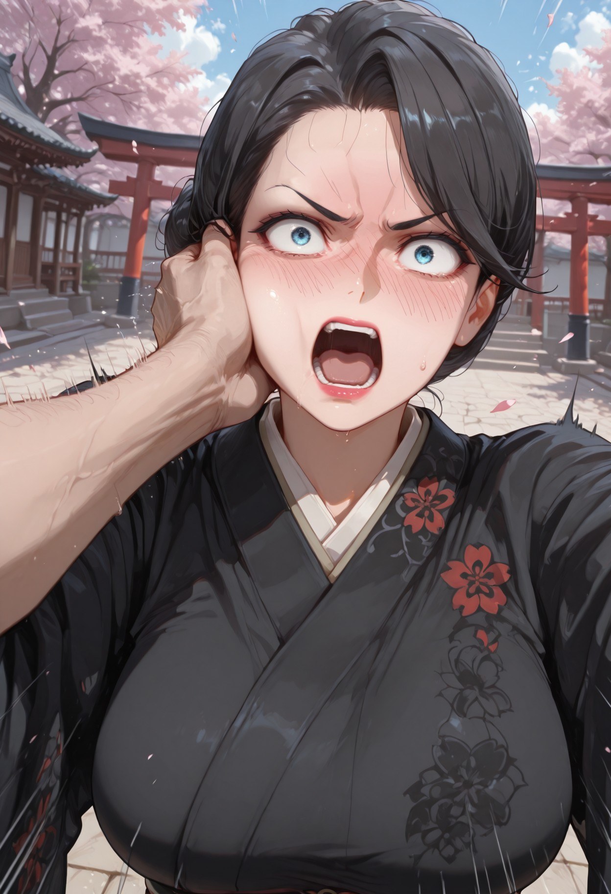 AI Generated Anime Girl - 我的青春恋爱物语果然有问题 雪之下母：黑丝蕾丝内衣紧身衣学生装湿身露穴 352P