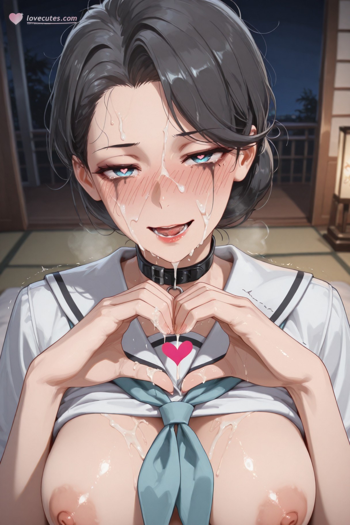 AI Generated Anime Girl - My Youth Romantic Comedy Is Wrong, As I Expected Yukinoshita mother: black stockings lace lingerie tight bodysuit student outfit wet exposed 352P