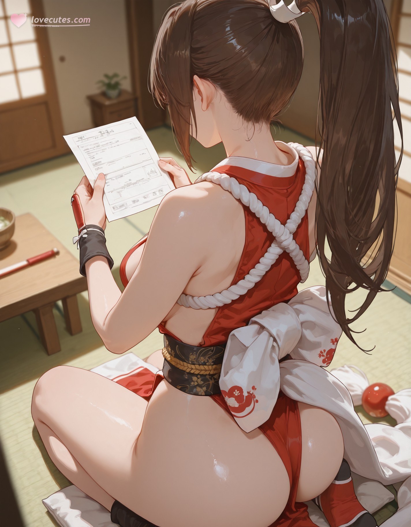 AI Generated Anime Girl - 拳皇 不知火舞：紧身衣湿身露穴 368P