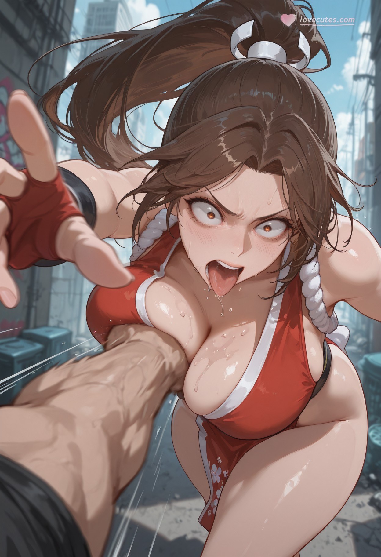 AI Generated Anime Girl - 拳皇 不知火舞：紧身衣湿身露穴 368P