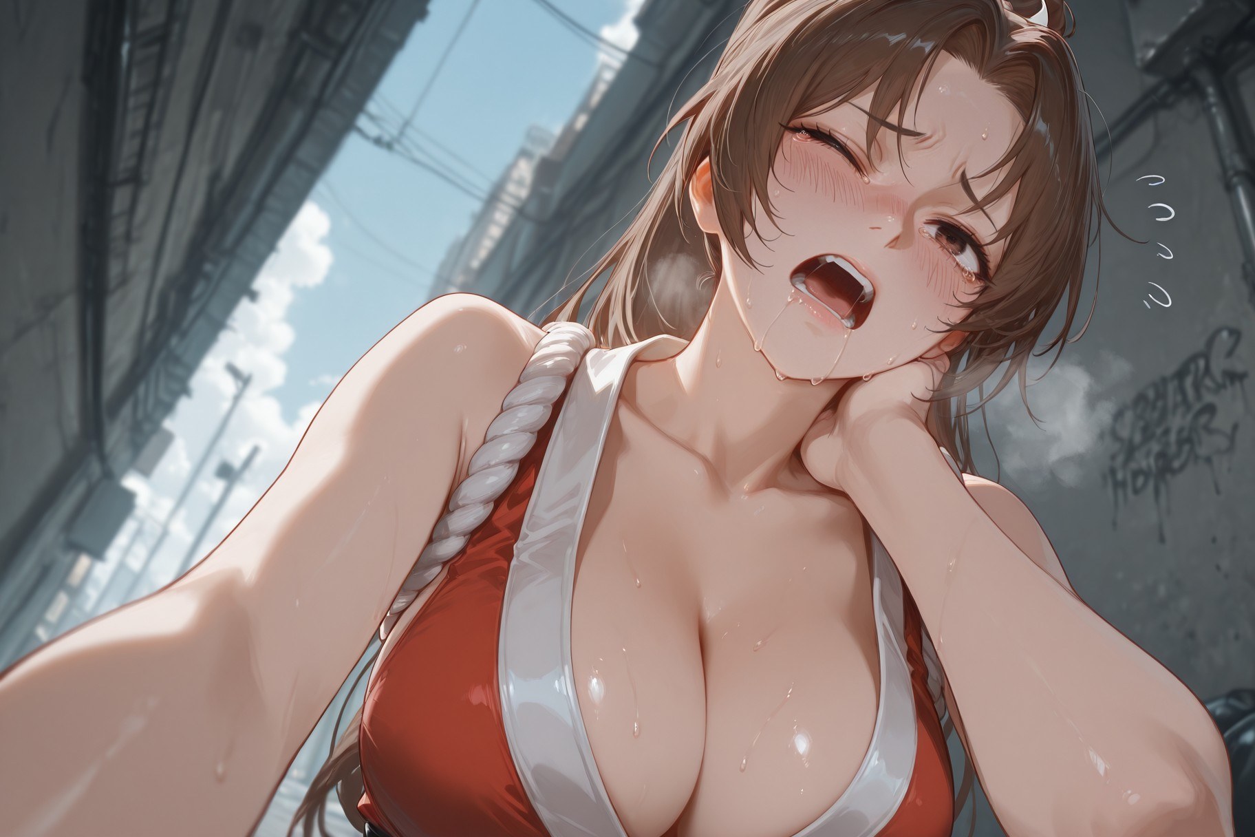 AI Generated Anime Girl - 拳皇 不知火舞：紧身衣湿身露穴 368P