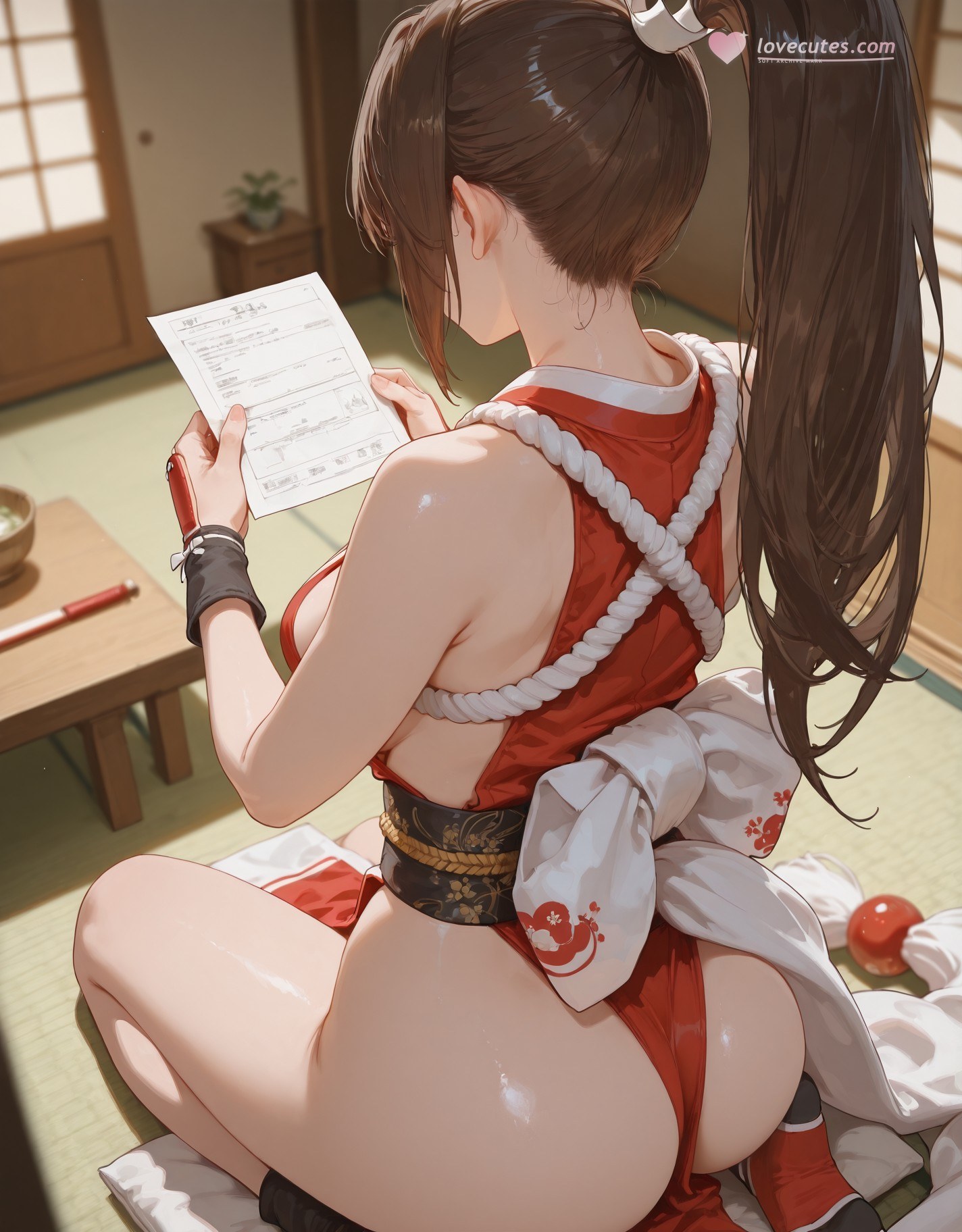 AI Generated Anime Girl - 拳皇 不知火舞：紧身衣湿身露穴 368P