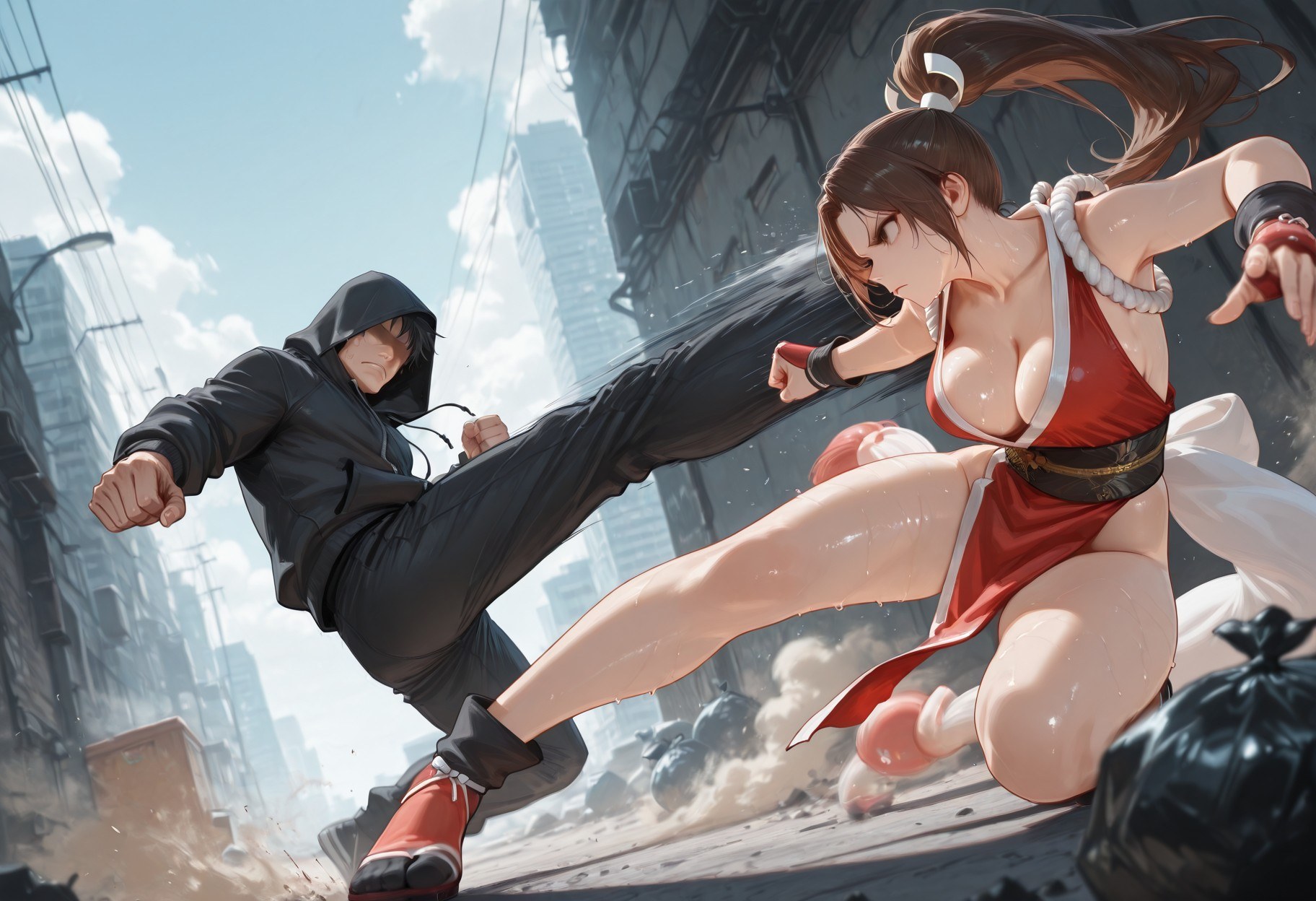 Cô gái anime do AI tạo ra - 拳皇 不知火舞: đồ bó sát ướt người lộ hang 368P