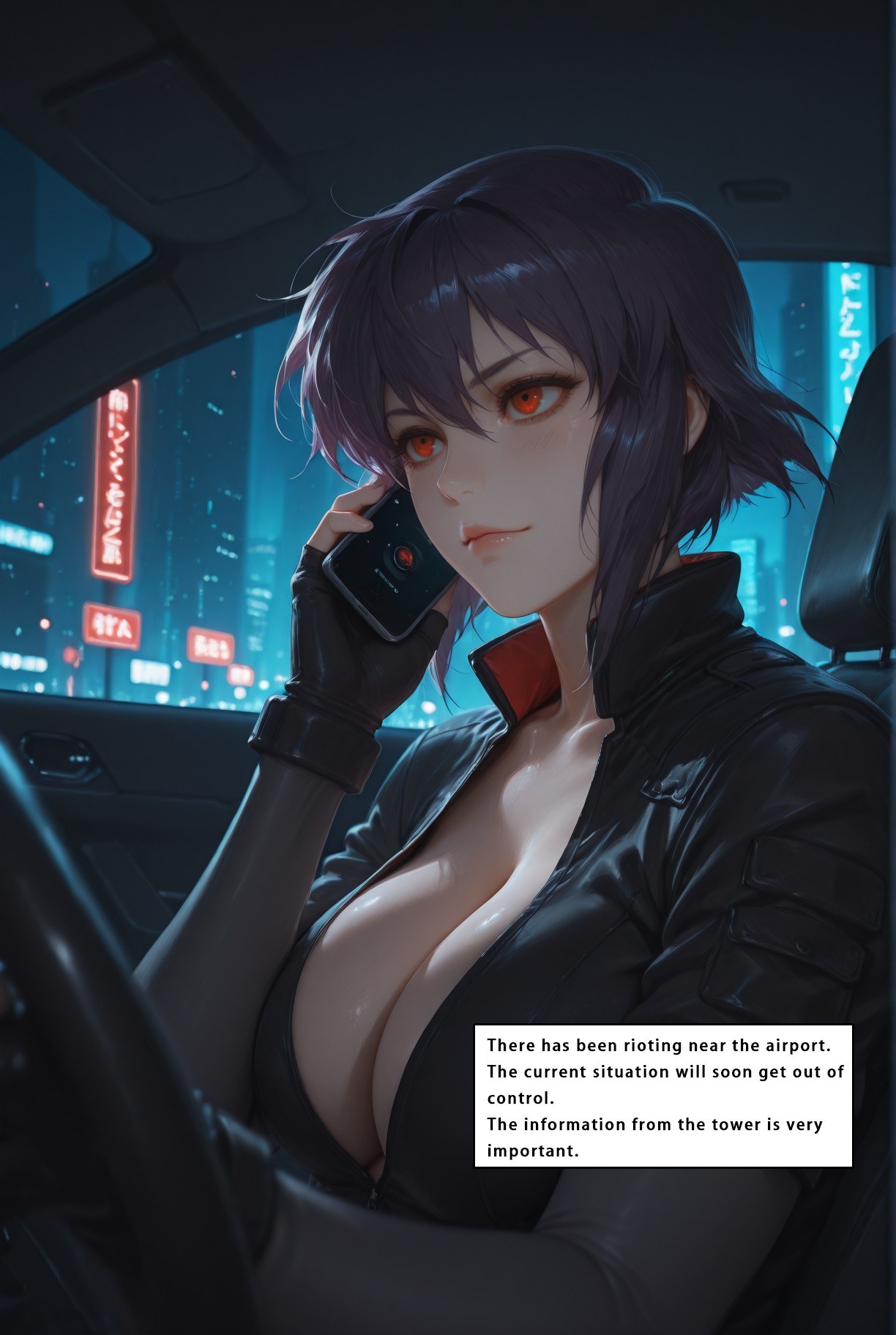 AI Generated Anime Girl - 攻壳机动队 草薙素子：黑丝蕾丝内衣紧身衣湿身露穴 333P