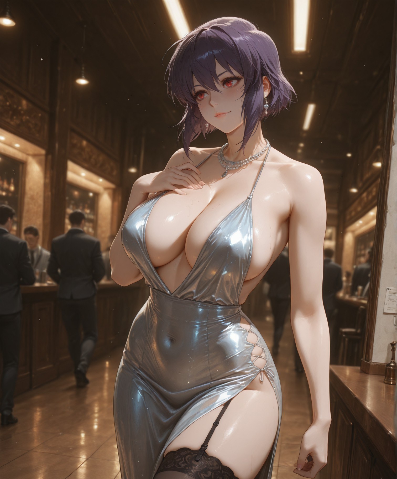AI 生成 Anime Girl - 攻殼機動隊 草薙素子：黑絲蕾絲內衣緊身衣濕身露穴 333P