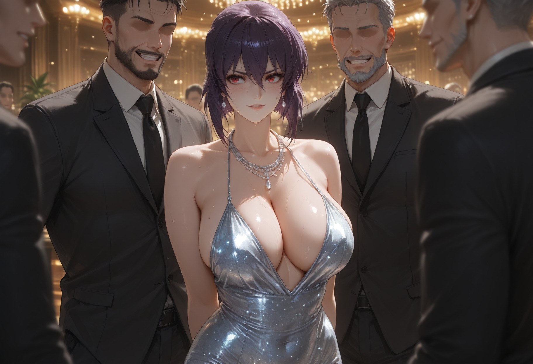AI 生成 Anime Girl - 攻殼機動隊 草薙素子：黑絲蕾絲內衣緊身衣濕身露穴 333P