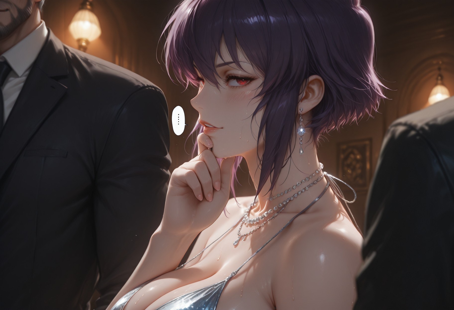 AI 生成 Anime Girl - 攻殼機動隊 草薙素子：黑絲蕾絲內衣緊身衣濕身露穴 333P