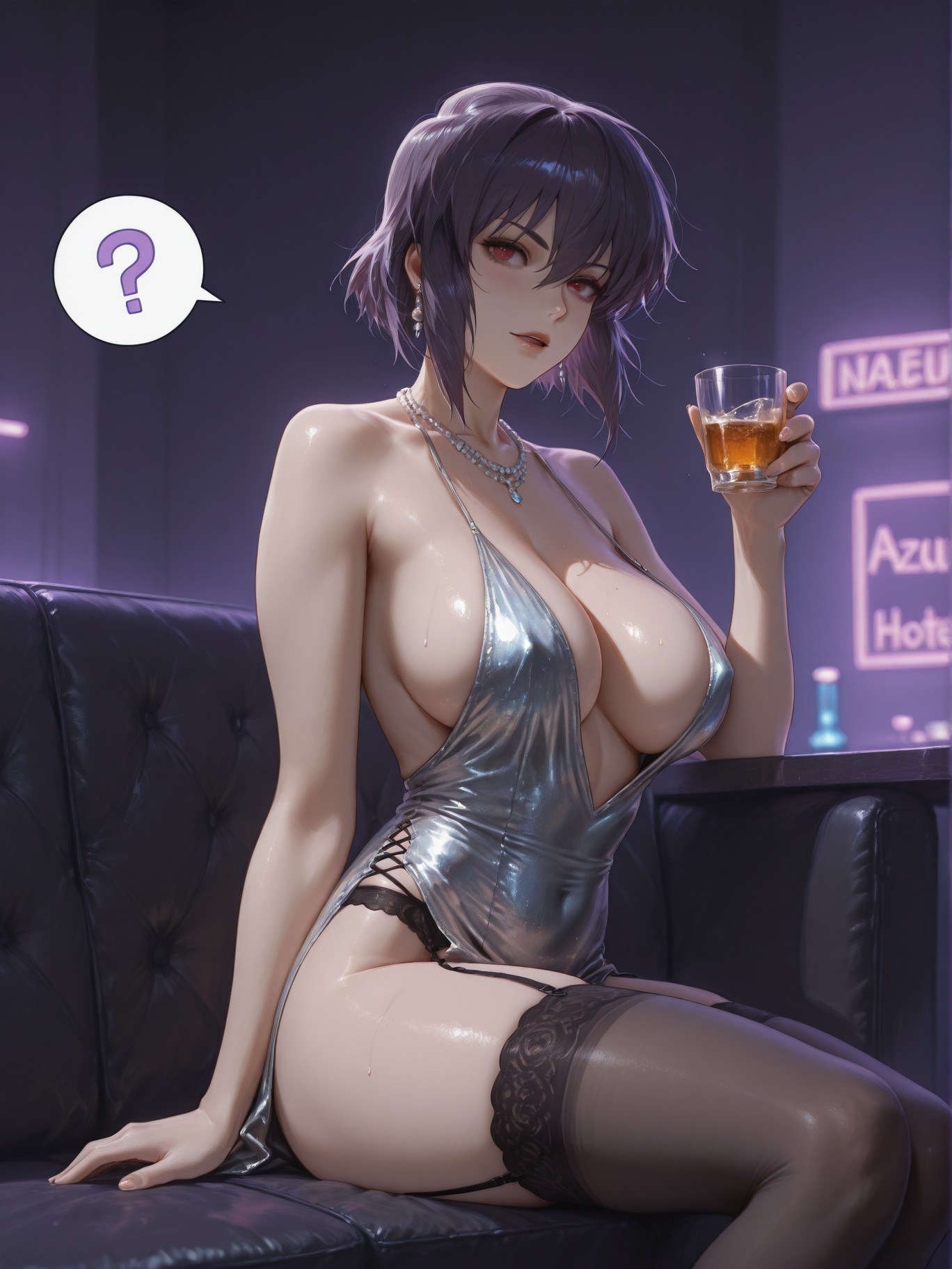AI Generated Anime Girl - 攻壳机动队 草薙素子：黑丝蕾丝内衣紧身衣湿身露穴 333P