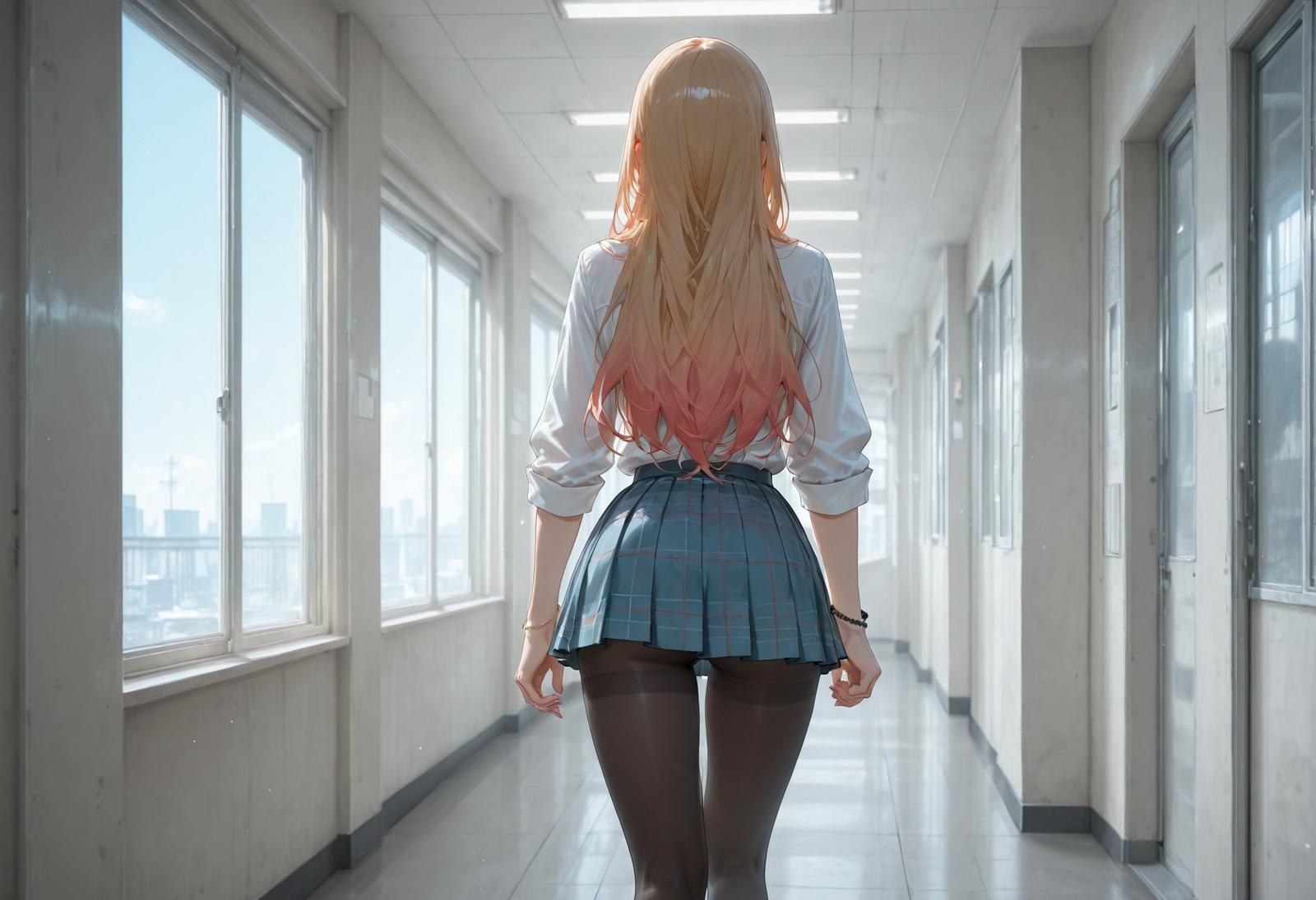 AI Generated Anime Girl - 更衣人偶坠入爱河 喜多川海梦：黑丝蕾丝内衣紧身衣学生装湿身露穴 155P