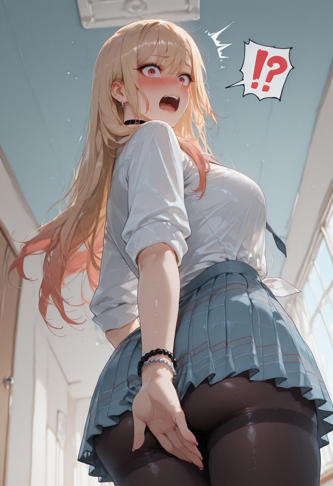 AI Generated Anime Girl - 更衣人偶坠入爱河 喜多川海梦：黑丝蕾丝内衣紧身衣学生装湿身露穴 155P