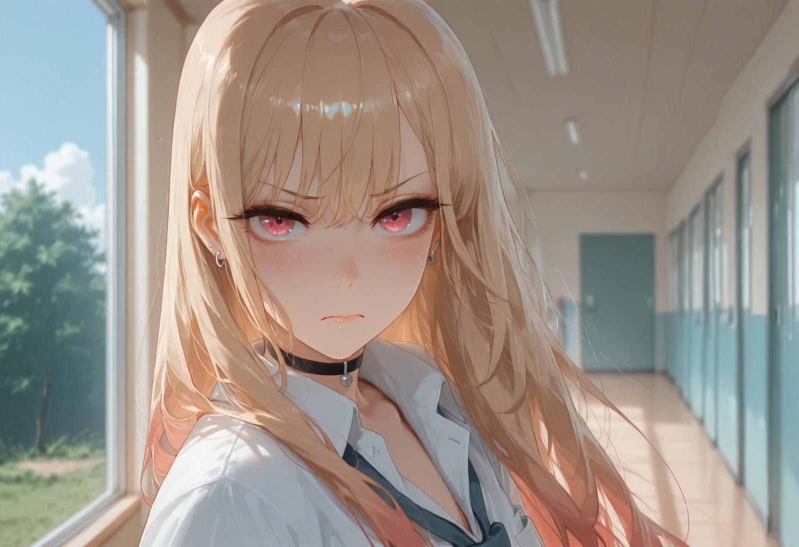 AI Generated Anime Girl - 更衣人偶坠入爱河 喜多川海梦：黑丝蕾丝内衣紧身衣学生装湿身露穴 155P