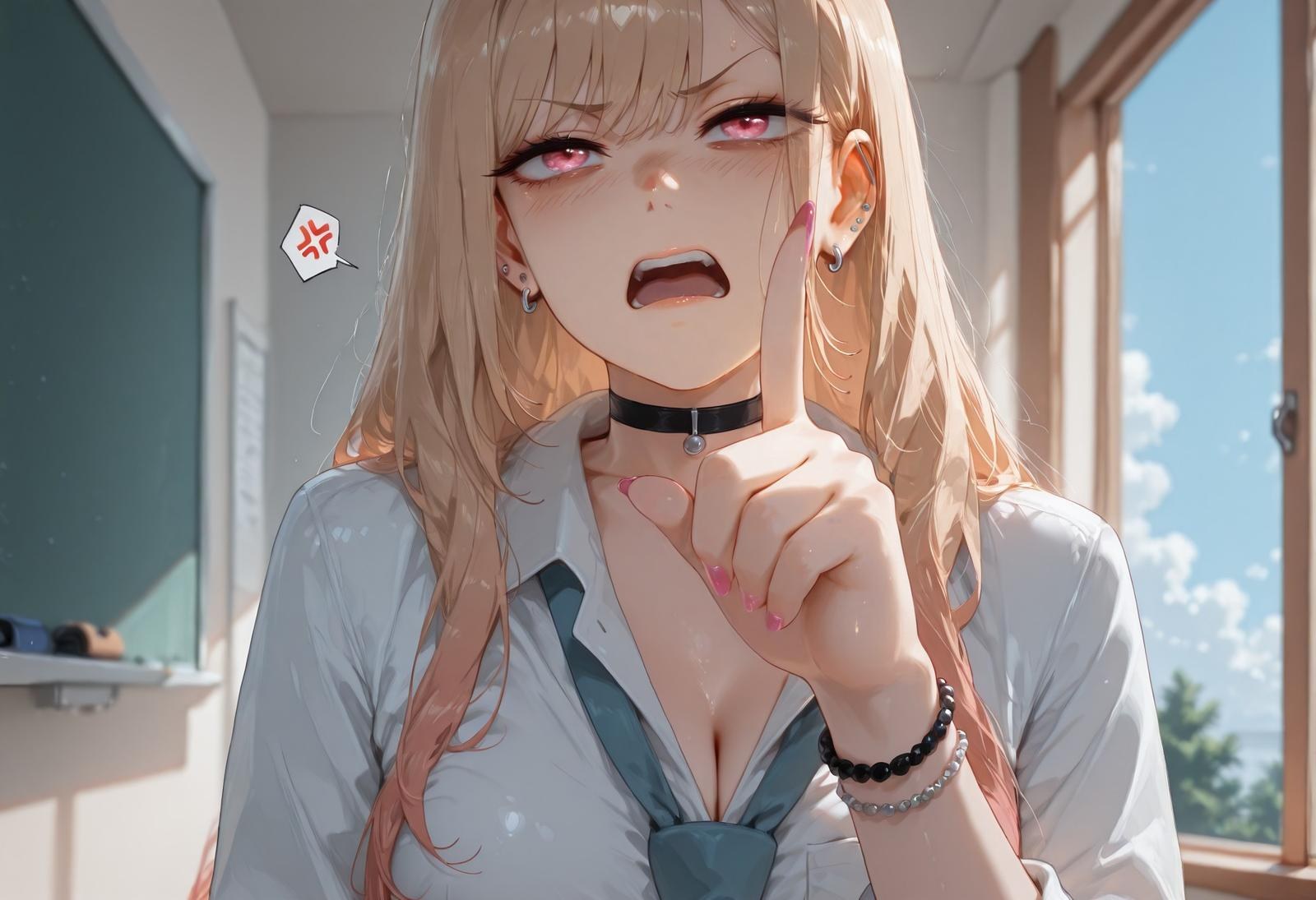 AI Generated Anime Girl - 更衣人偶坠入爱河 喜多川海梦: đen tất, đồ lót ren, bodysuit bó sát, đồng phục học sinh ướt thân lộ hang 155P