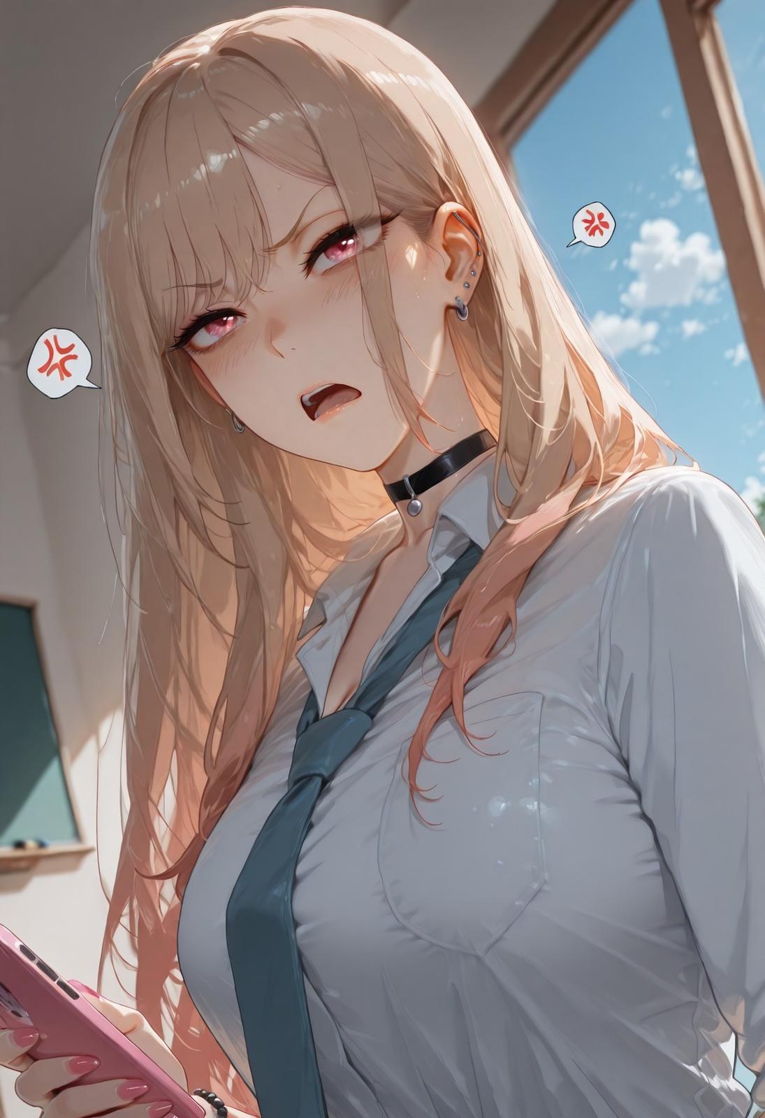 AI Generated Anime Girl - 更衣人偶坠入爱河 喜多川海梦: đen tất, đồ lót ren, bodysuit bó sát, đồng phục học sinh ướt thân lộ hang 155P
