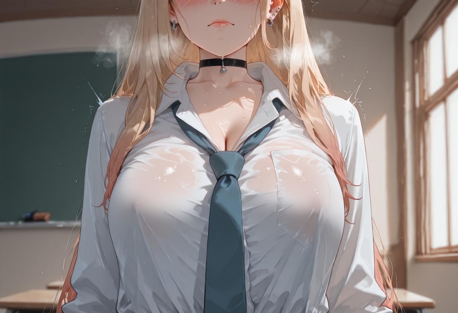 AI Generated Anime Girl - 更衣人偶坠入爱河 喜多川海梦: đen tất, đồ lót ren, bodysuit bó sát, đồng phục học sinh ướt thân lộ hang 155P