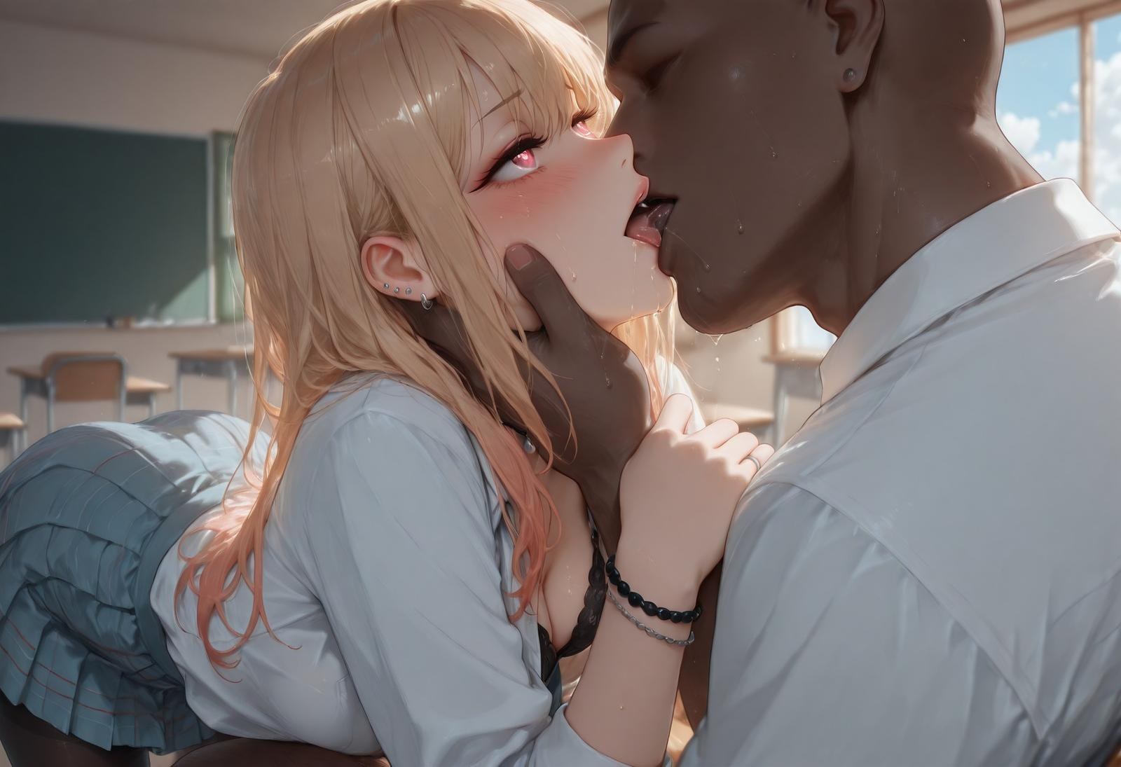 AI Generated Anime Girl - 更衣人偶坠入爱河 喜多川海梦: đen tất, đồ lót ren, bodysuit bó sát, đồng phục học sinh ướt thân lộ hang 155P