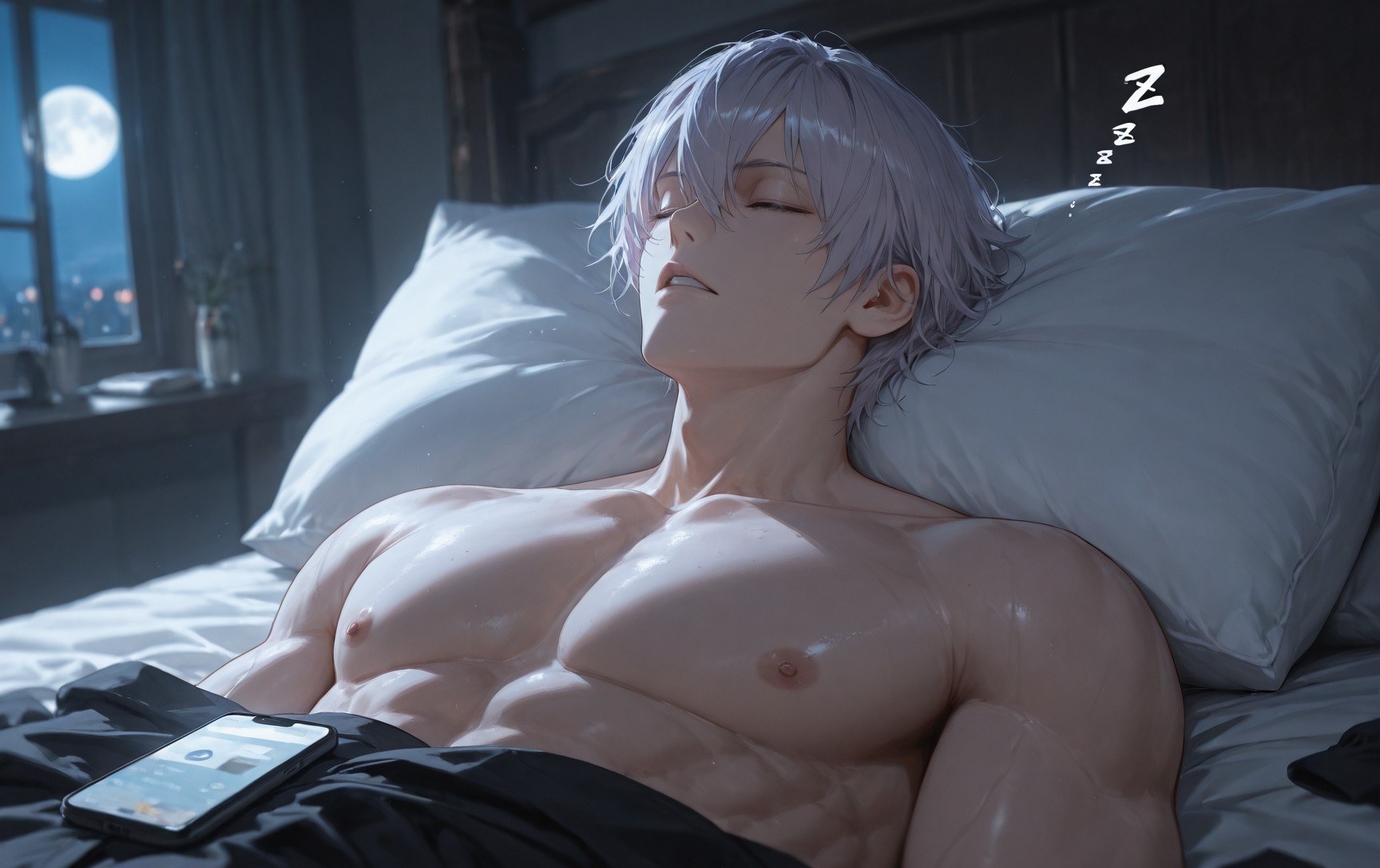 AI Generated Anime Girl - Death Note Matsumoto Rangiku: Lace Lingerie Catsuit Bed Pose Wet Look Revealing 132P
