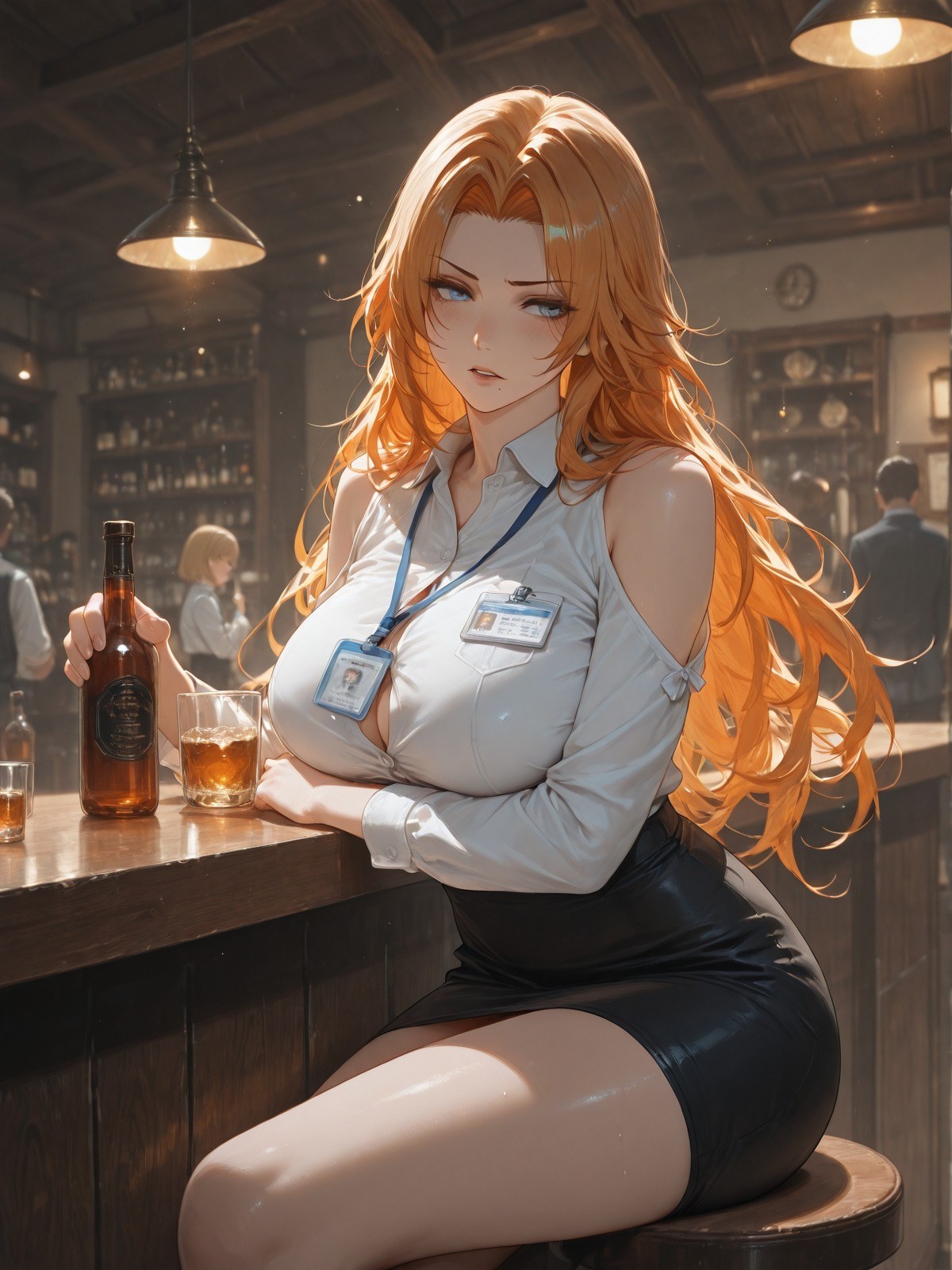 AI Generated Anime Girl - 死神 松本乱菊：蕾丝内衣紧身衣床拍湿身露穴 132P