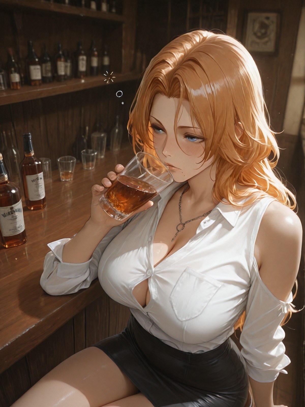 AI Generated Anime Girl - 死神 松本乱菊：蕾丝内衣紧身衣床拍湿身露穴 132P