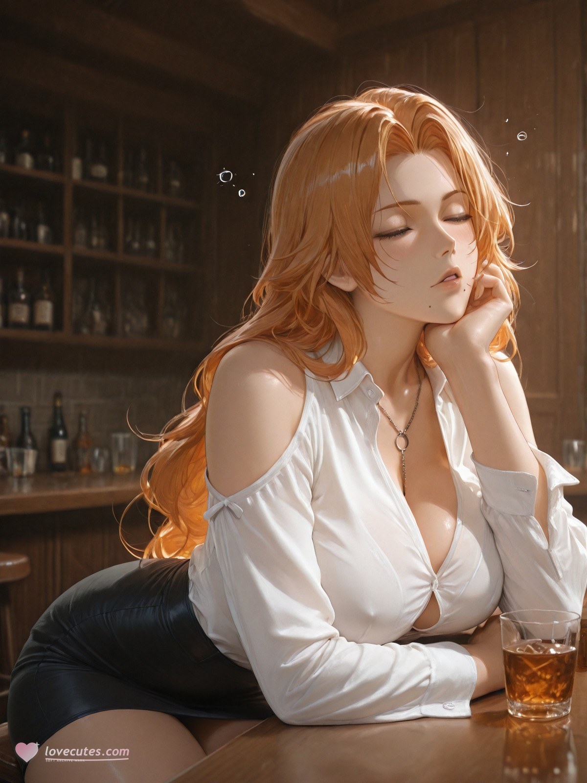 AI Generated Anime Girl - 死神 松本乱菊：蕾丝内衣紧身衣床拍湿身露穴 132P