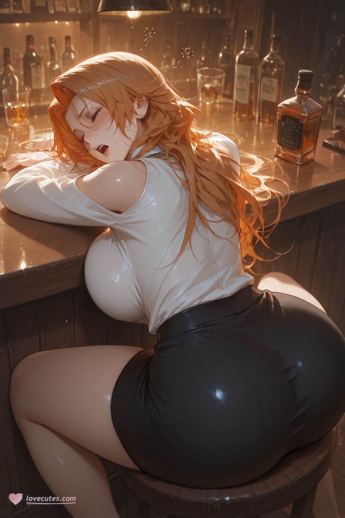 AI Generated Anime Girl - 死神 松本乱菊：蕾丝内衣紧身衣床拍湿身露穴 132P