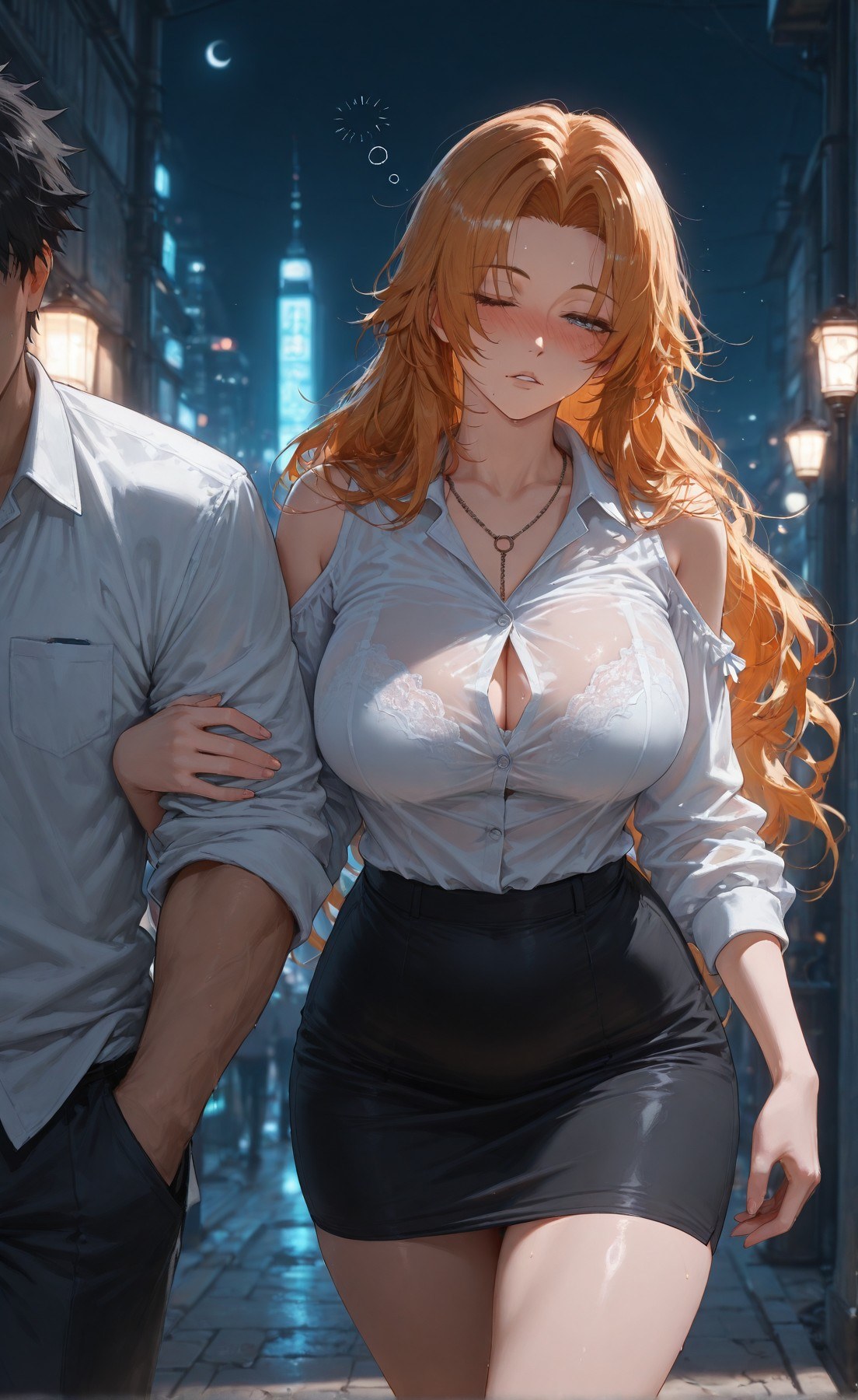 AI Generated Anime Girl - 死神 松本乱菊：蕾丝内衣紧身衣床拍湿身露穴 132P
