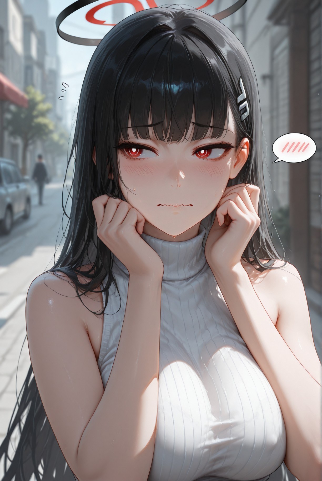 AI Generated Anime Girl - 碧蓝档案 調月莉音 NTR：검은 스타킹 타이트 의상 젖은 몸 노출 293P