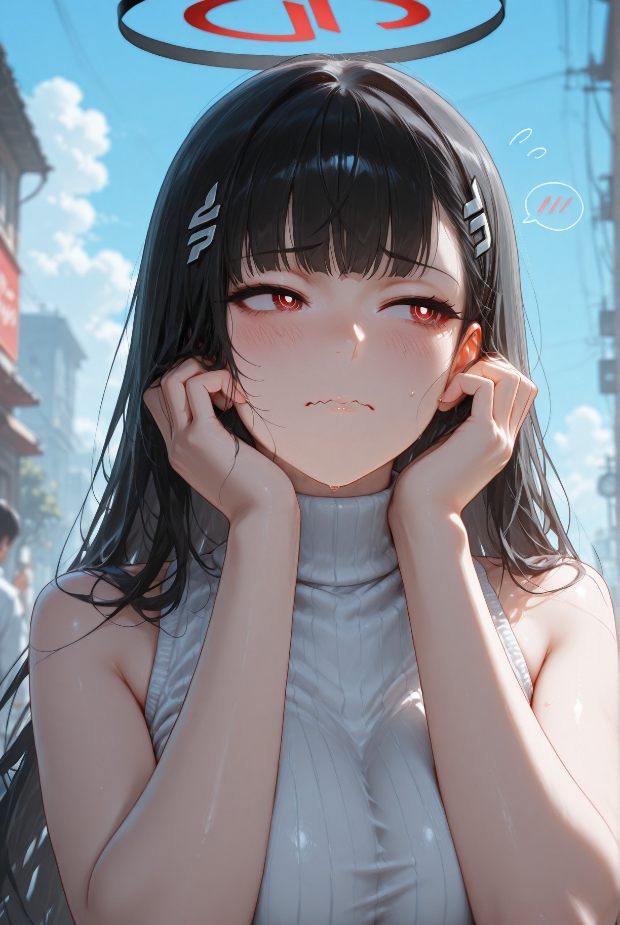 AI Generated Anime Girl - 碧蓝档案 調月莉音 NTR：검은 스타킹 타이트 의상 젖은 몸 노출 293P