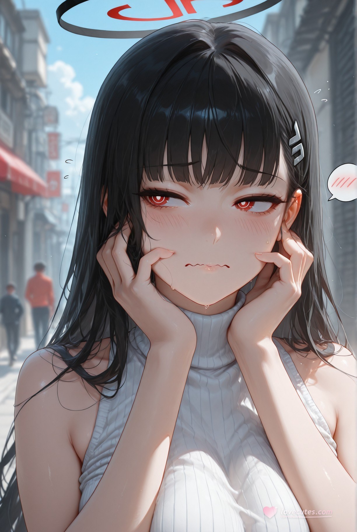 AI Generated Anime Girl - 碧蓝档案 調月莉音 NTR：검은 스타킹 타이트 의상 젖은 몸 노출 293P